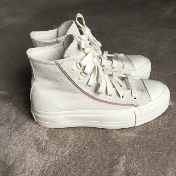 Converse Chuck Taylor All Star Lift platform sneakers white lilac detail Sz 5.5 - Picture 4 of 9